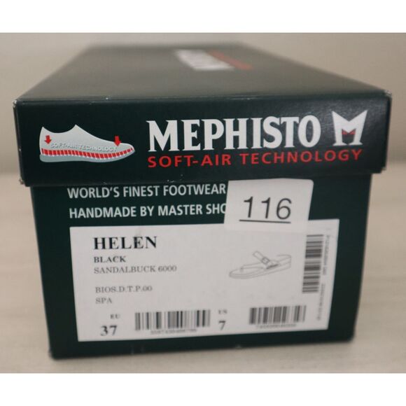Mephisto Women's Sz 37 US 7 Black Nubuck Leather Helen Sandals - Picture 14 of 14